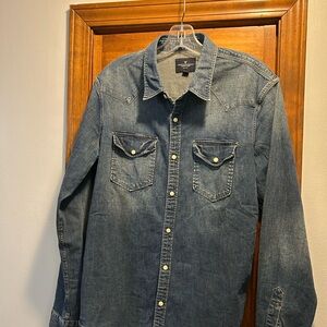 American Eagle Men's Dark Wash Denim Western Shirt